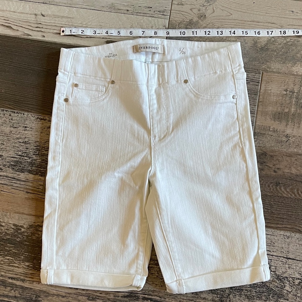Liverpool white denim shorts